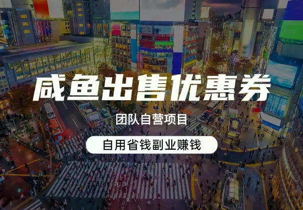 咸鱼出售优惠券，团队自营项目，自用省钱副业赚钱，保姆教程_云峰项目库