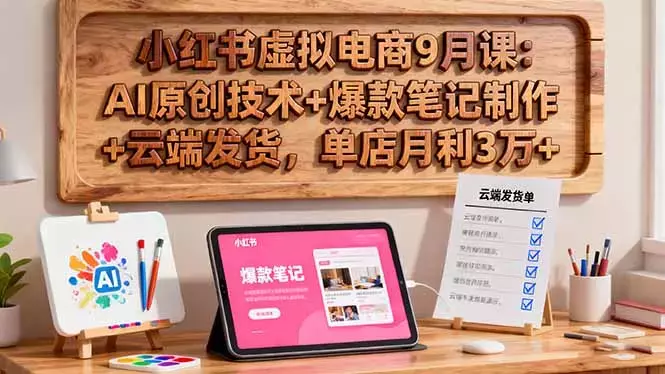 小红书虚拟电商9月课：AI原创技术+爆款笔记制作+云端发货，单店月利3万+_云峰项目库