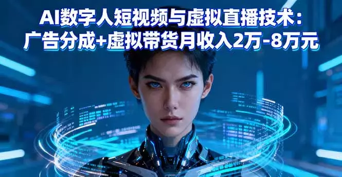 AI数字人短视频与虚拟直播技术：广告分成+虚拟带货月收入2万-8万元_云峰项目库