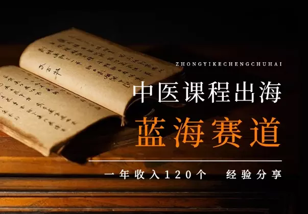 中医课程出海,超大超宽蓝海赛道,一年收入120个经验分享_云峰项目库