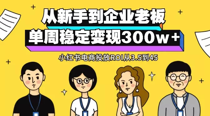 从新手到企业老板，小红书电商投放ROI从3.5到45，单周稳定变现300w+【图文】_云峰项目库