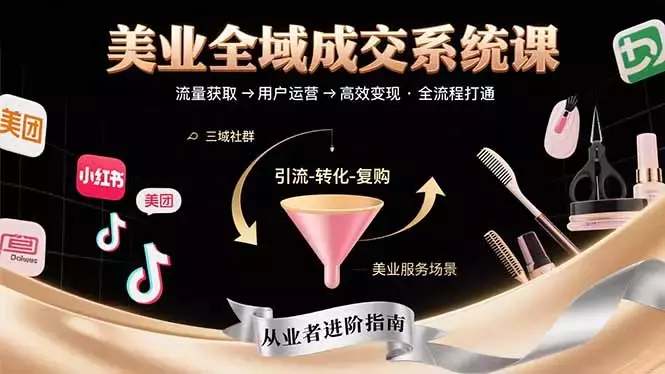 美业全域成交系统课程：帮助美业从业者打通从流量获取到高效变现全流程_云峰项目库