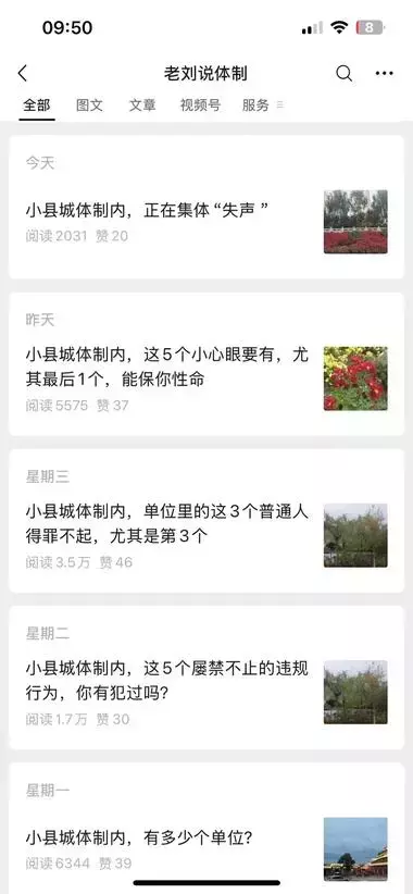 公众号垂直发“小县城体制内思考”，多篇10万+_云峰项目库