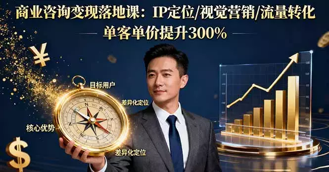商业咨询变现落地课：IP定位/视觉营销/流量转化，单客单价提升300%_云峰项目库