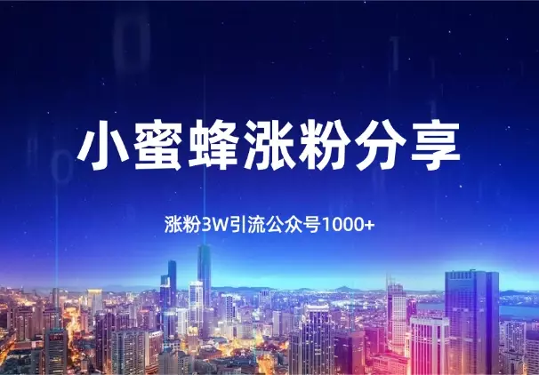 小蜜蜂涨粉3W，引流公众号1000+，推广思路分享_云峰项目库