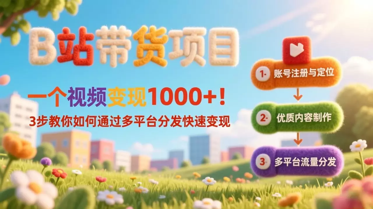B站带货项目,一个视频变现1000+!3步教你如何通过多平台分发快速变现_云峰项目库