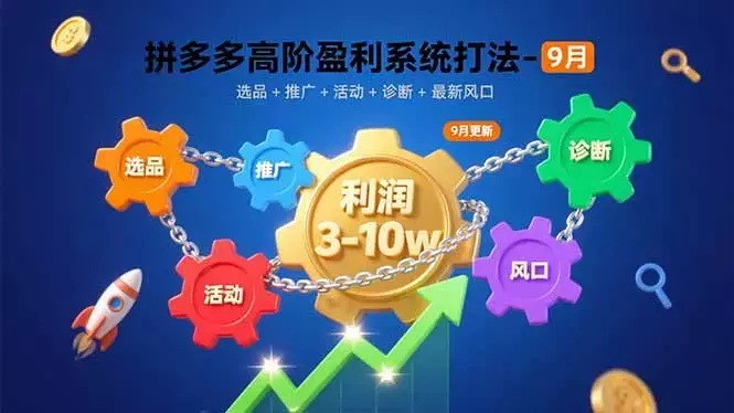 拼多多高阶盈利系统打法-9月：选品+推广+活动+诊断+最新风口，月利润3-10w_云峰项目库