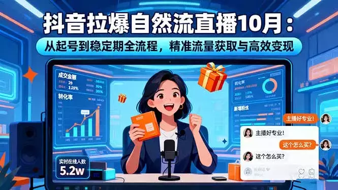 抖音拉爆自然流直播10月：从起号到稳定期全流程，精准流量获取与高效变现_云峰项目库