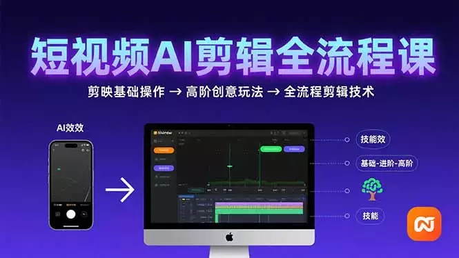 短视频AI剪辑技能，从剪映基础操作到高阶创意玩法，全流程剪辑技术_云峰项目库