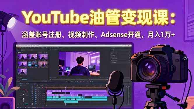 2025YouTube油管变现课：涵盖账号注册、视频制作、Adsense开通，月入1万+_云峰项目库