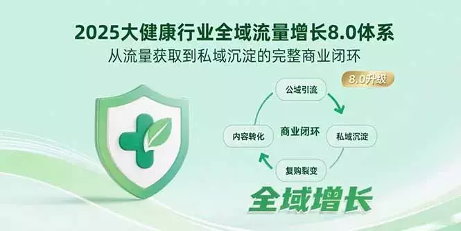 2025大健康行业全域流量增长8.0体系，从流量获取到私域沉淀的完整商业闭环_云峰项目库
