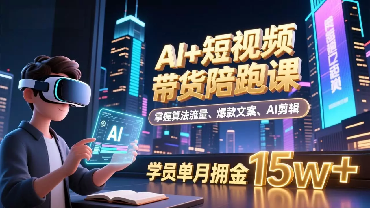 AI+短视频带货陪跑课:掌握算法流量、爆款文案、AI剪辑,学员单月佣金15w+_云峰项目库