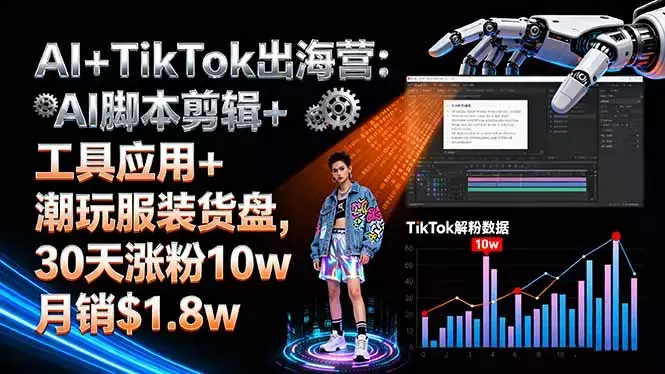 AI+TikTok出海营:AI脚本剪辑+工具应用+潮玩服装货盘,30天涨粉10w月销$1.8w_云峰项目库