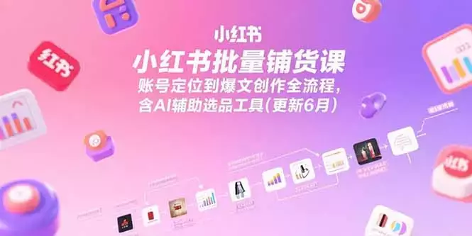小红书批量铺货课，账号定位到爆文创作全流程，含AI辅助选品工具(更新6月)_云峰项目库