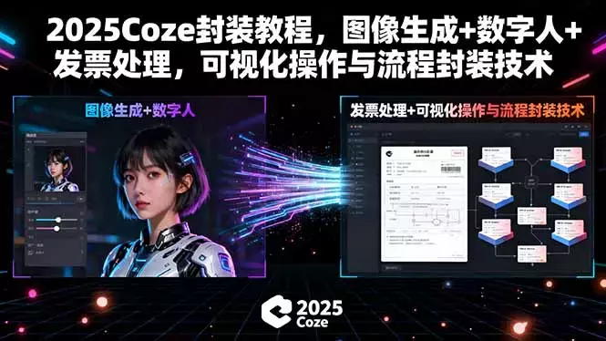 2025Coze封装教程，图像生成+数字人+发票处理，可视化操作与流程封装技术_云峰项目库
