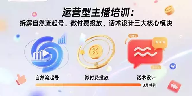 运营型主播培训：拆解自然流起号、微付费投放、话术设计三大核心模块-8月_云峰项目库