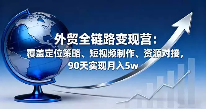 外贸全链路变现营：覆盖定位策略、短视频制作、资源对接，90天实现月入5w_云峰项目库