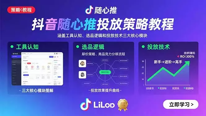 抖音随心推投放策略教程：涵盖工具认知、选品逻辑和投放技术三大核心模块_云峰项目库