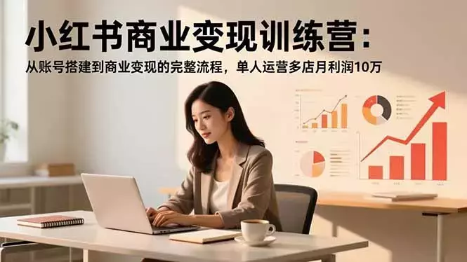 小红书商业变现训练营：从账号搭建到商业变现的完整流程，单人运营多店月利润10万_云峰项目库