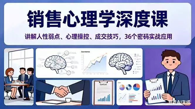 销售心理学深度课，讲解人性弱点、心理操控、成交技巧，36个密码实战应用_云峰项目库