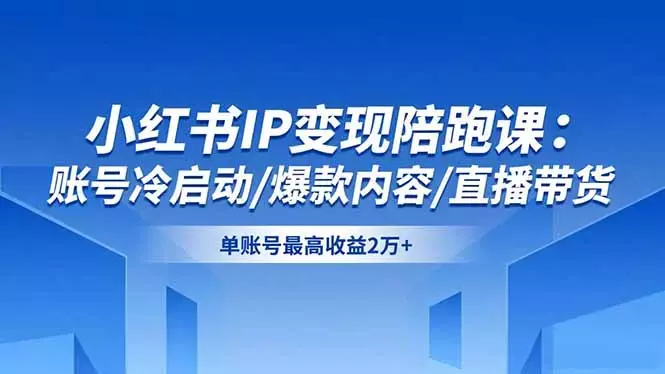 小红书IP变现陪跑课:账号冷启动/爆款内容/直播带货,单账号最高收益2万+_云峰项目库