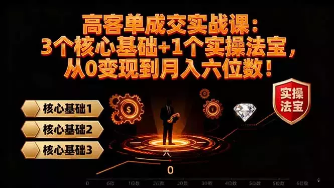 高客单成交实战课：3个核心基础+1个实操法宝，从0变现到月入六位数！_云峰项目库