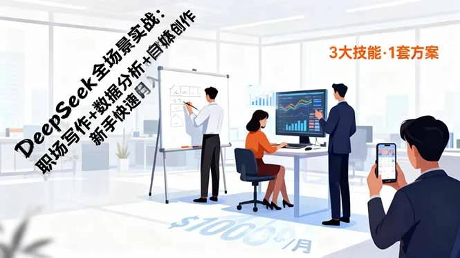 DeepSeek全场景实战：职场写作+数据分析+自媒体创作，新手快速月入过万_云峰项目库
