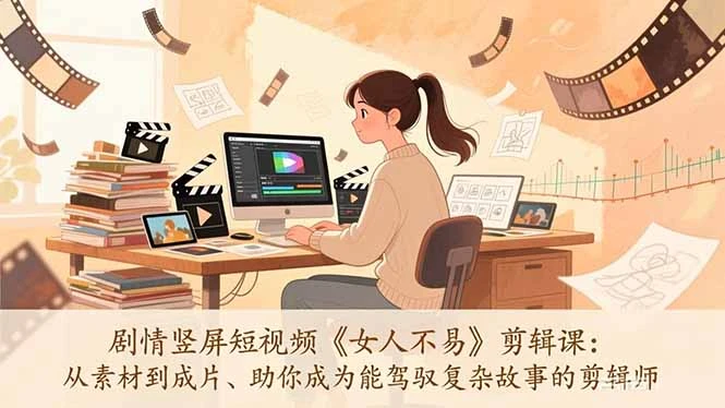 剧情竖屏短视频《女人不易》剪辑课：从素材到成片、助你成为能驾驭复杂故事的剪辑师_云峰项目库