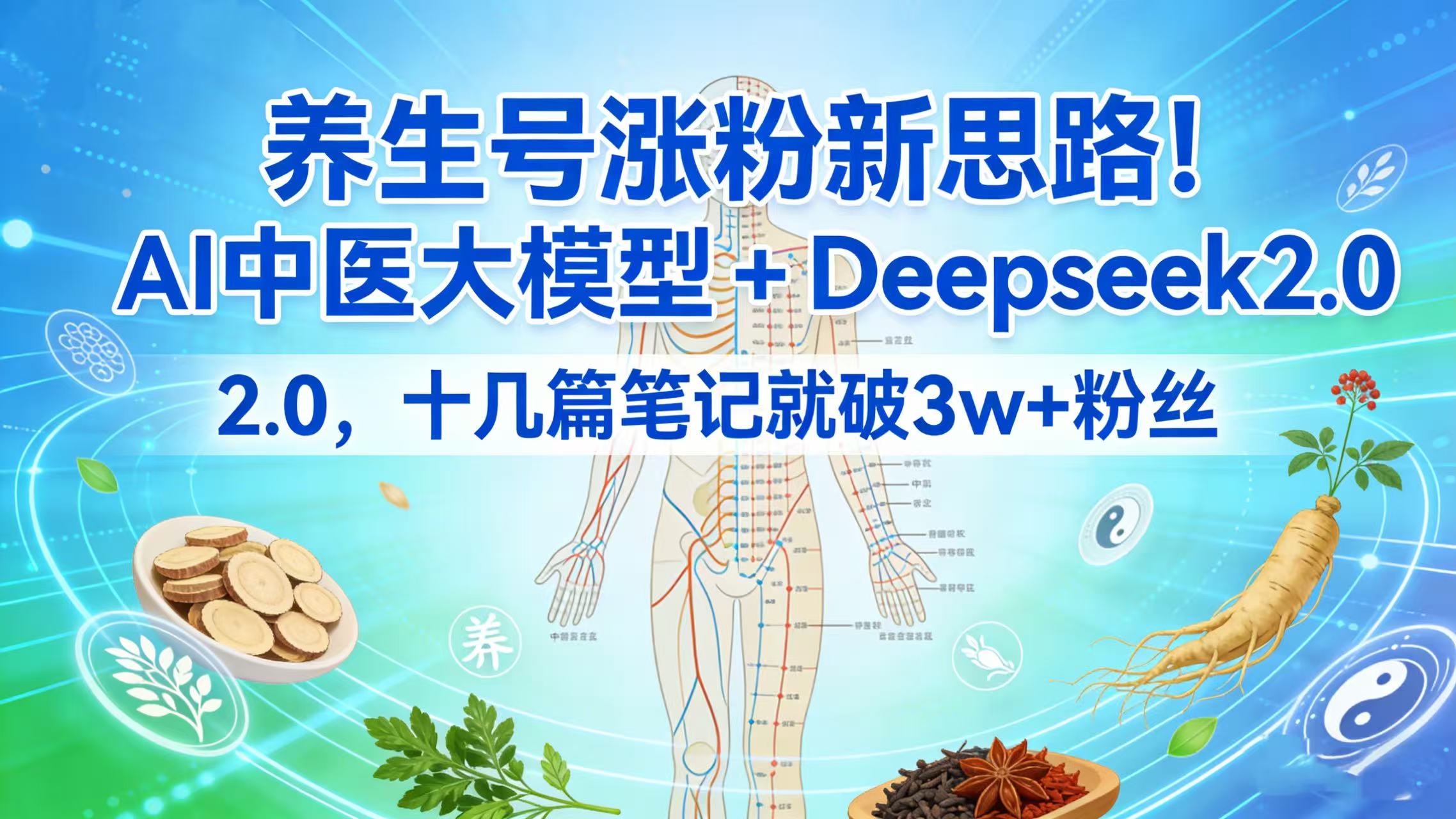 养生号涨粉新思路！AI 中医大模型 + Deepseek 2.0，十几篇笔记就破 3w + 粉丝_云峰项目库