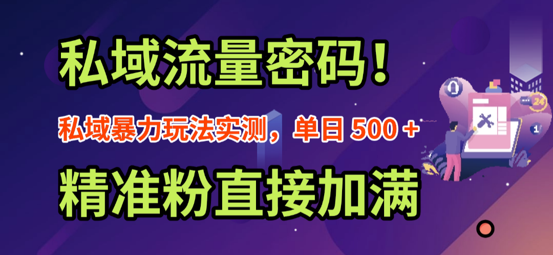 私域流量密码！私域暴力玩法实测，单日 500 + 精准粉直接加满_云峰项目库