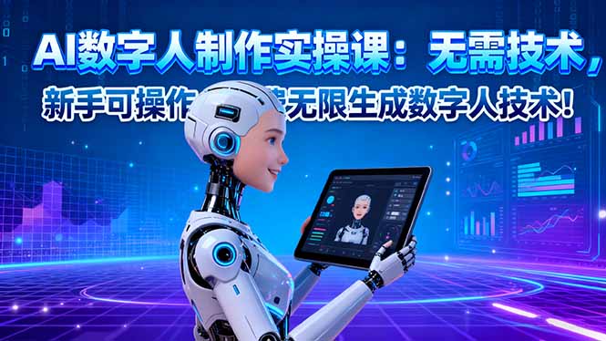 AI数字人制作实操课：无需技术，新手可操作，免费无限生成数字人技术！_云峰项目库