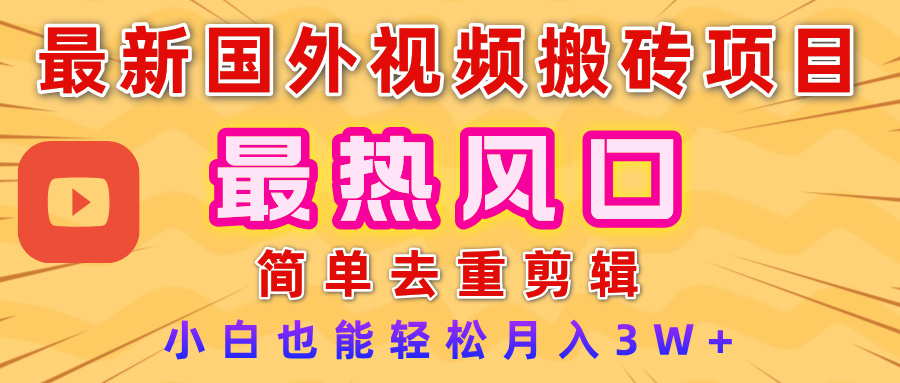 2025最新热门风口，国外视频搬砖项目，简单去重剪辑，小白也能轻松月入3W+_云峰项目库
