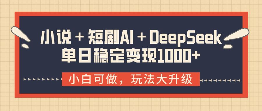 小说＋短剧AI＋DeepSeek结合变现，单日稳定变现1000+_云峰项目库