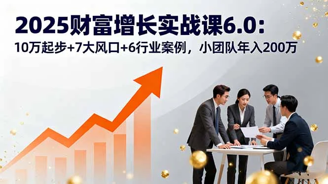 2025财富增长实战课6.0：10万起步+7大风口+6行业案例，小团队年入200万_云峰项目库