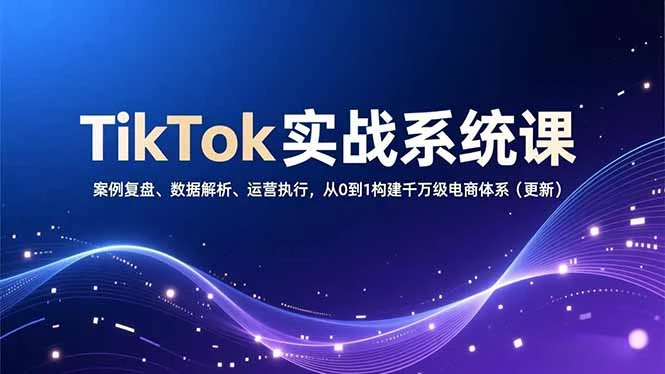 TikTok实战系统课，案例复盘、数据解析、运营执行，从0到1构建千万级电商体系（更新）_云峰项目库