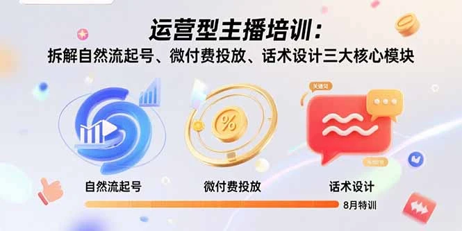 运营型主播培训：拆解自然流起号、微付费投放、话术设计三大核心模块-8月_云峰项目库