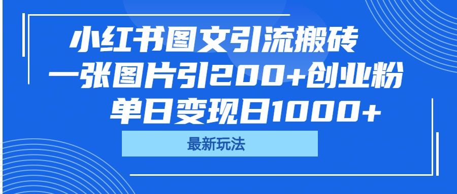 小红书图文引流搬砖，一张图片引200+创业粉，单日变现日1000+_云峰项目库