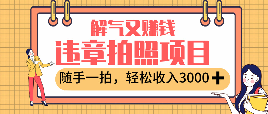 最新违章拍照赚钱，解气又赚钱的项目，随手一拍，轻松收入3000+_云峰项目库