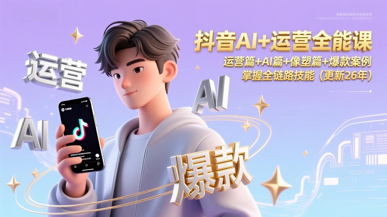抖音AI+运营全能课，运营篇+AI篇+像塑篇+爆款案例，掌握全链路技能（更新26年）_云峰项目库