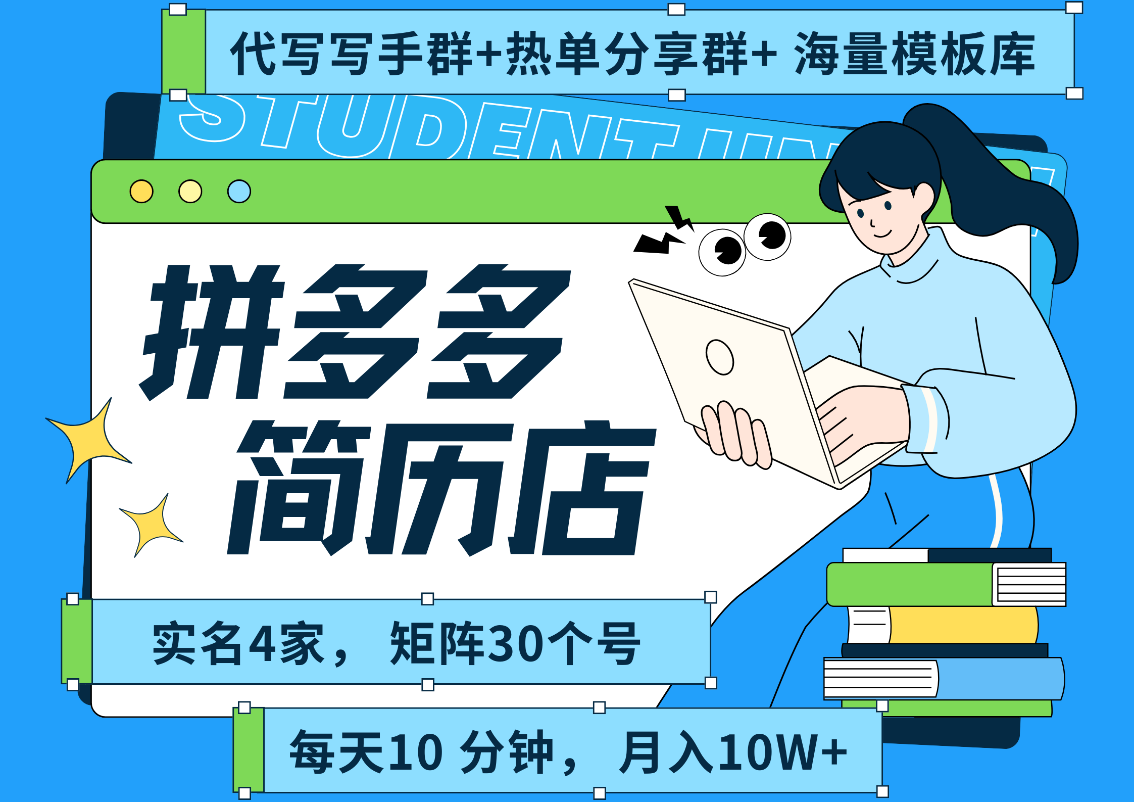 拼多多 虚拟资料 简历 海报代写 全SOP流程 毫无保留分享（含后端资料以及代写渠道）每天十分钟 每人实名四个店  矩阵30个账号  轻轻松松 月入10W_云峰项目库