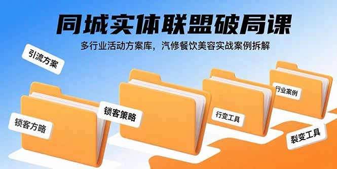 同城实体联盟破局课，多行业活动方案库，汽修餐饮美容实战案例拆解_云峰项目库