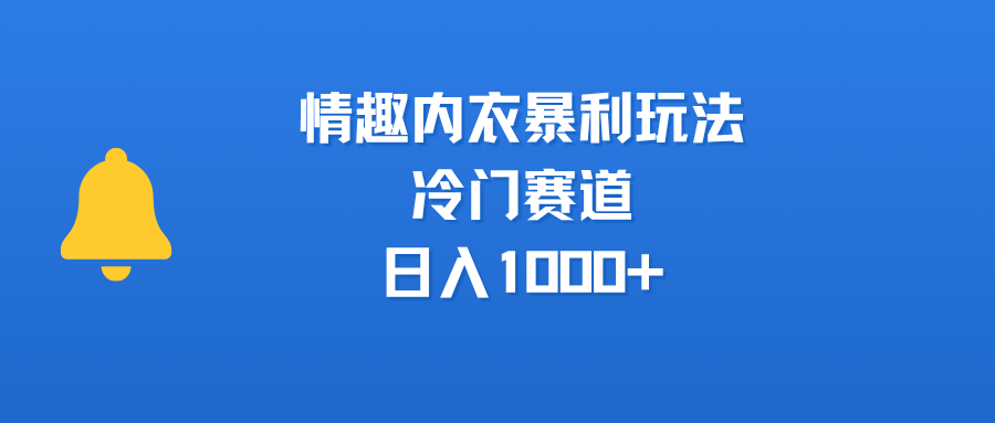 情趣内衣暴利玩法，冷门赛道，日入1000+_云峰项目库