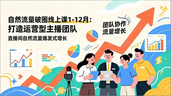 自然流量破圈线上课1-12月更新：打造运营型主播团队 直播间自然流量爆发式增长_云峰项目库