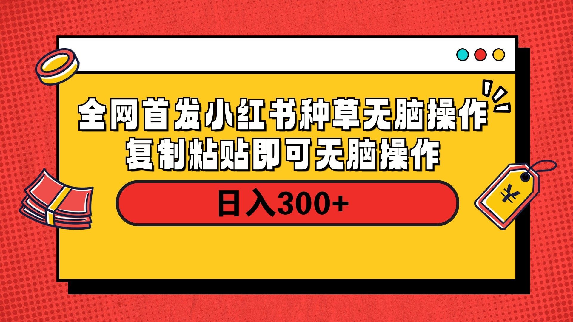 全网首发 小红书种草无脑操作复制黏贴即可 轻松日入300+_云峰项目库