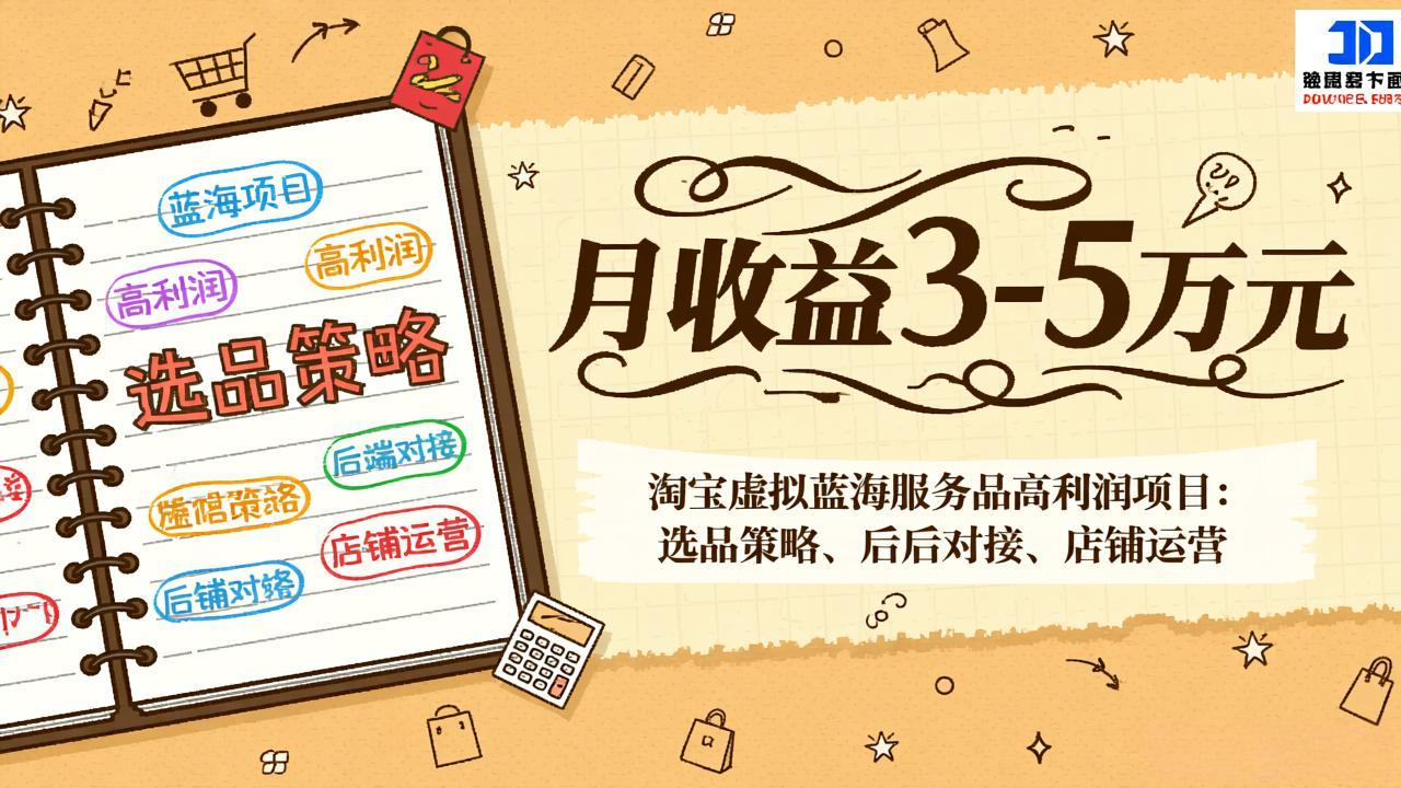 淘宝虚拟蓝海服务品高利润项目：选品策略、后端对接、店铺运营，月收益可达3-5万元_云峰项目库