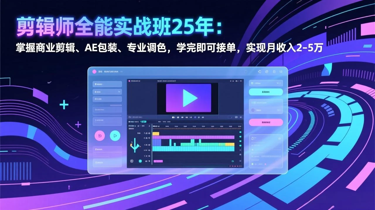 剪辑师全能实战班25年：掌握商业剪辑、AE包装、专业调色，学完即可接单，实现月收入2-5万_云峰项目库