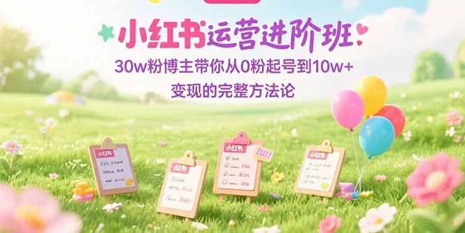 小红书运营进阶班：30w粉博主带你从0粉起号到10w+变现的完整方法论_云峰项目库