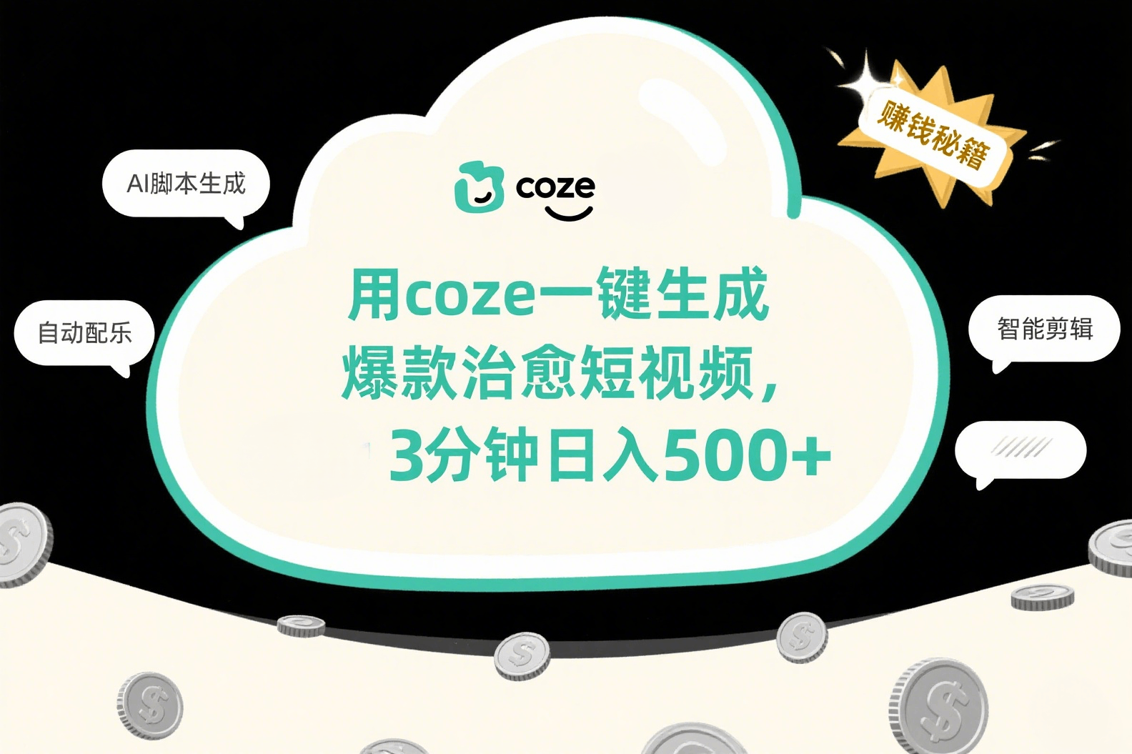 用coze一键生成爆款治愈短视频，3分钟日入500+_云峰项目库