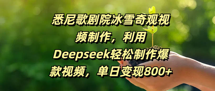 悉尼歌剧院冰雪奇观视频制作，利用Deepseek轻松制作爆款视频，单日变现800+_云峰项目库