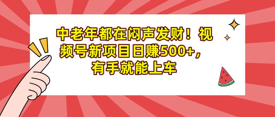 中老年都在闷声发财！视频号新项目日赚500+，有手就能上车_云峰项目库